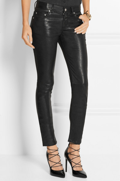 saint laurent skinny stretch leather trousers 3