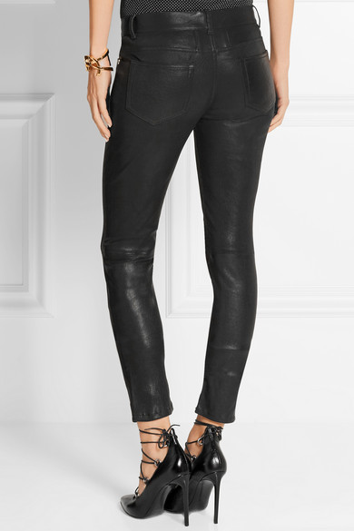 saint laurent skinny stretch leather trousers 33