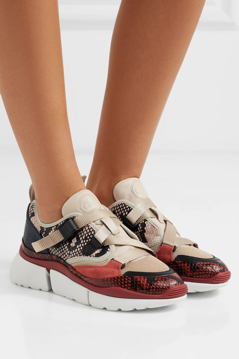 CHLOÉ – SONNIE CANVAS, MESH, SUEDE AND LEATHER SNEAKERS | THE 